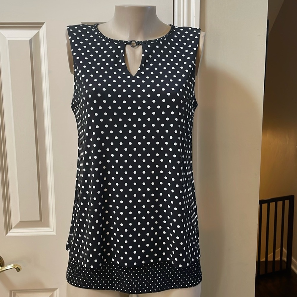 White House Black Market Polka Dot top/blouse, med